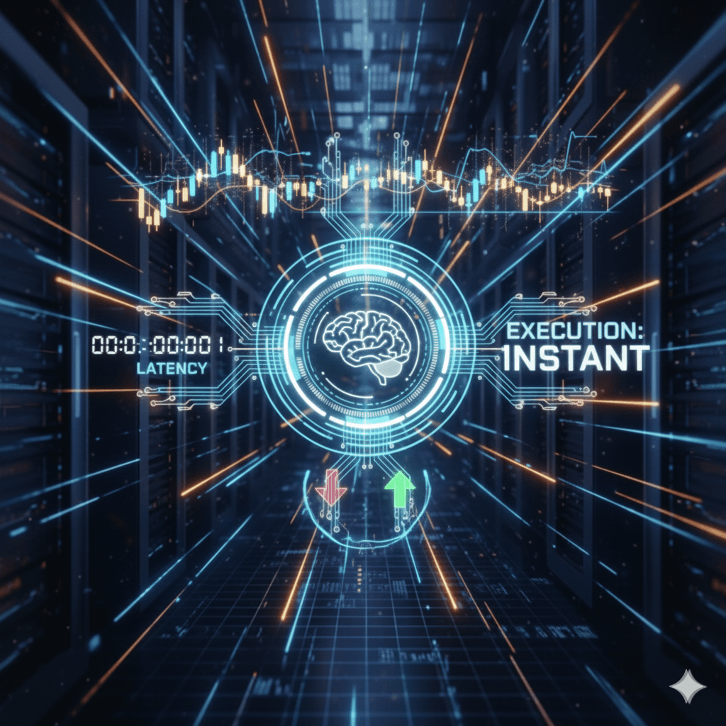 An abstract visualization of a high-speed network or data flow.